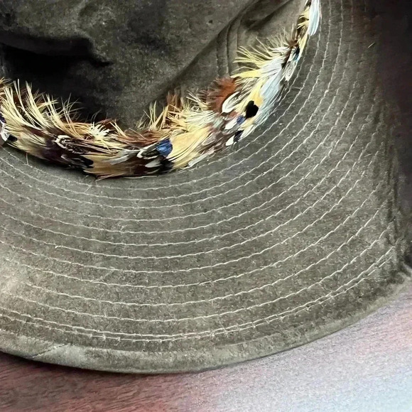 Vintage GW Brown Cowboy Western Hat With Feathers Medium Retro - Picture 4 of 5